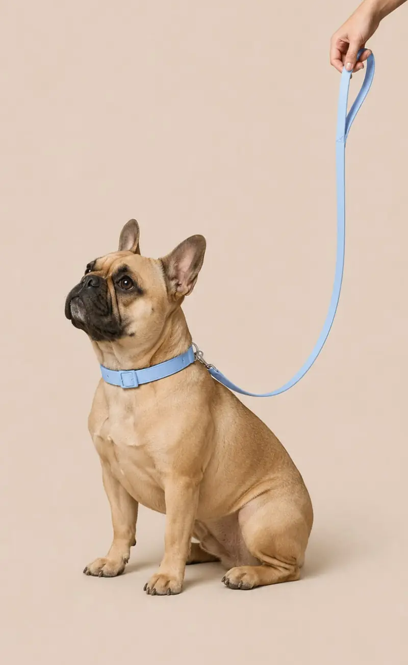 Bulldog francés con collar y correa Wuuff Puppy
